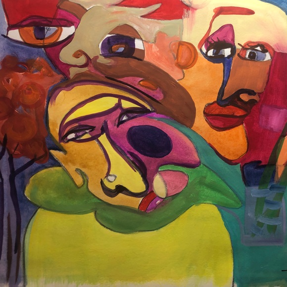 “Sam & Sons” original acrylic painting on paper one-of-a-kind artwork signed - Picture 3 of 5